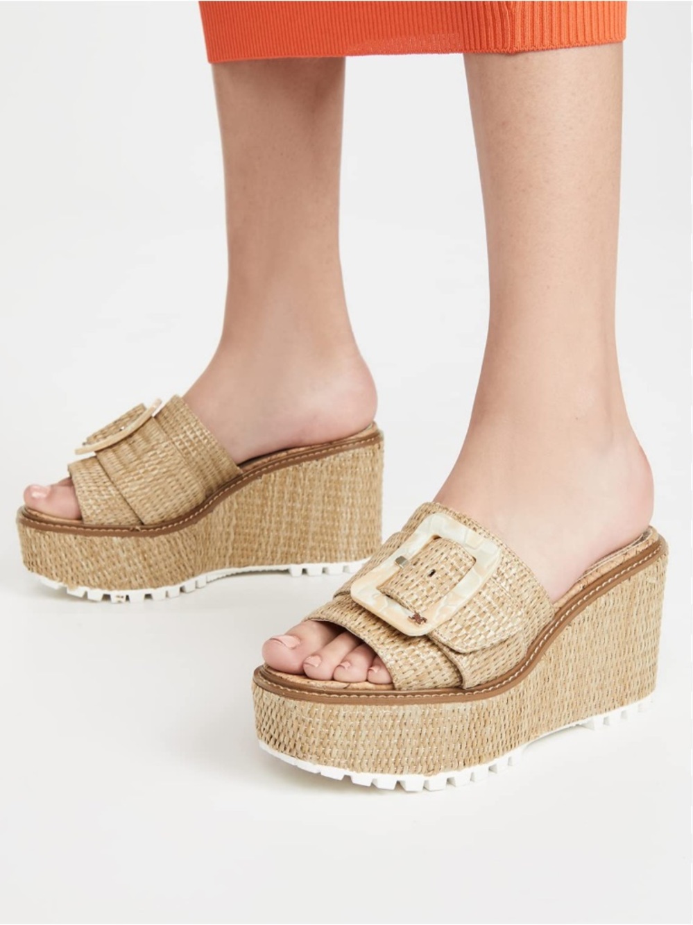 Sam Edelman Livi Platform Woven Wedge Slide Sandals in Natural